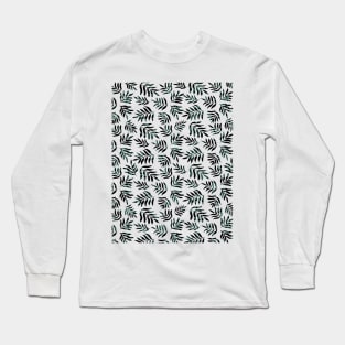 Branches pattern - black and teal Long Sleeve T-Shirt